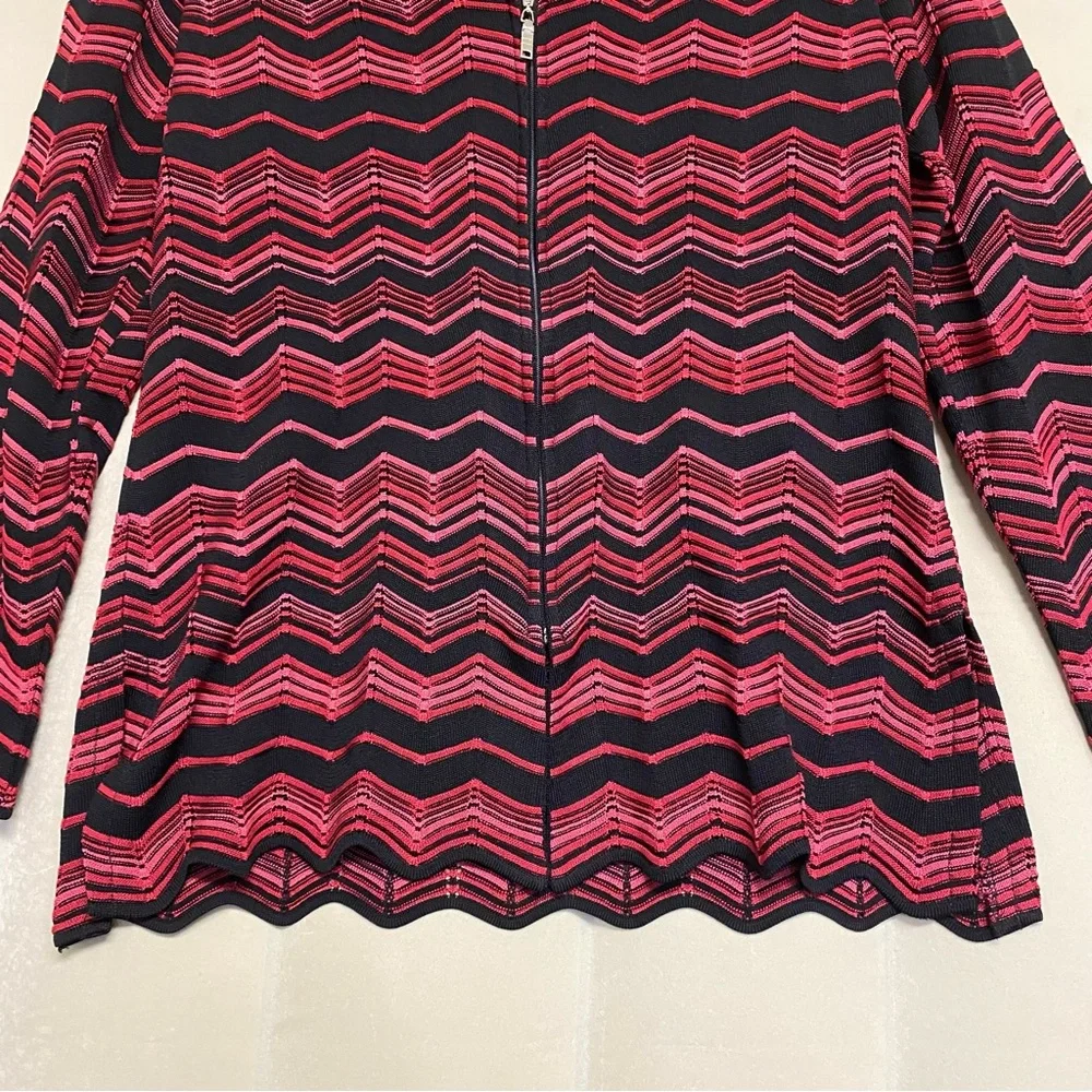 Exclusively Misook Women’s Zip Cardigan Sweater Small Chevron Designer Luxury
